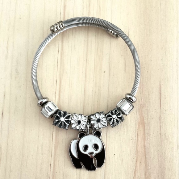 Lateefah panda twisted cable bracelet adjustable stacking womens teens jewelry - Picture 2 of 6